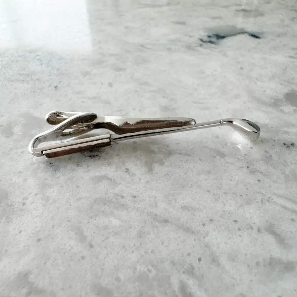 Swank Golf Club Tie Clip Men One Size Silver Tone‎ Golf Themed Vintage Accessory